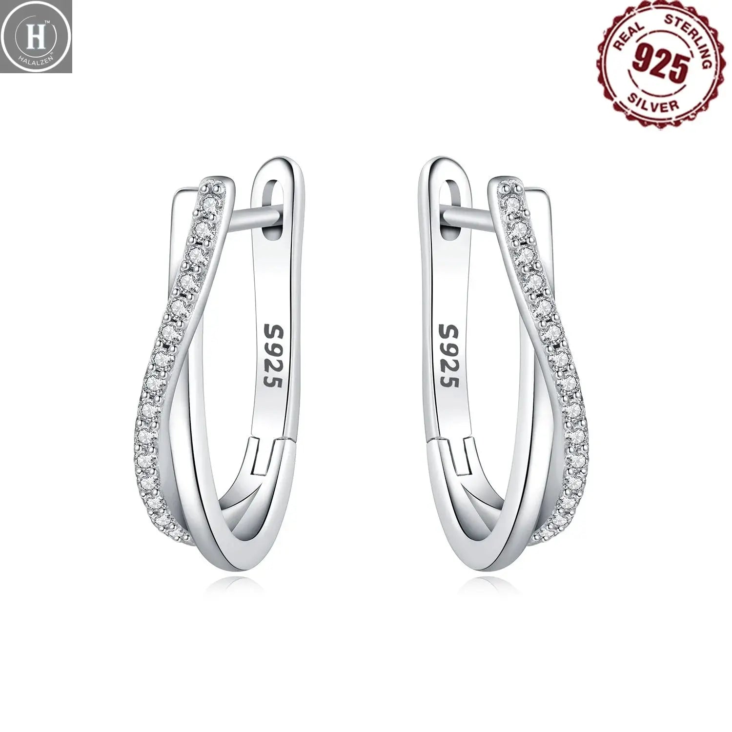 925 Sterling Silver Star Twisted Line Earrings Jewelry Versatile Hoop Earrings For Women Jewelry Fine Birthday Party Gifts HALALZEN