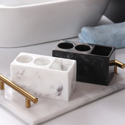 Marble Pattern Resin Toothbrush Rack