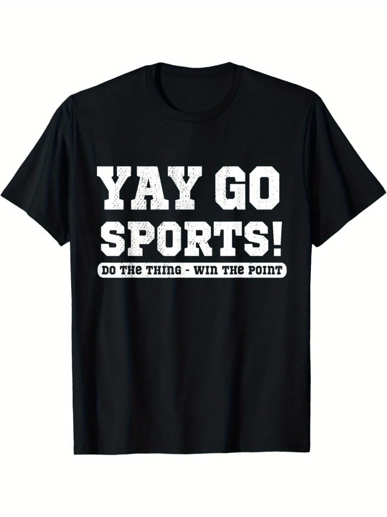 1pc Yay Go Sports Motivational T-Shirt 100% Cotton Crew Neck Slight Stretch Casual Striped Tee for Adults Ideal for Sports