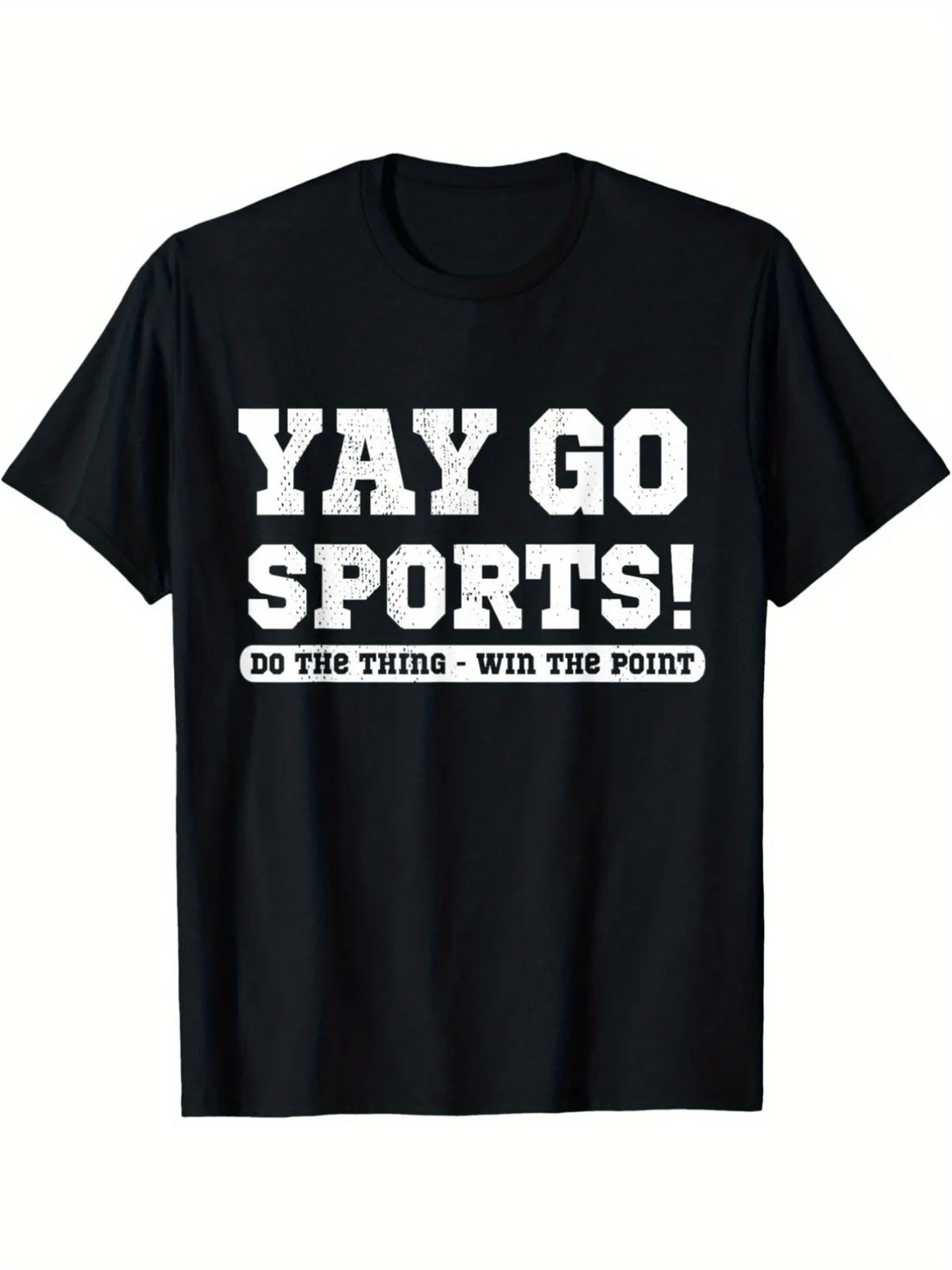 1pc Yay Go Sports Motivational T-Shirt 100% Cotton Crew Neck Slight Stretch Casual Striped Tee for Adults Ideal for Sports