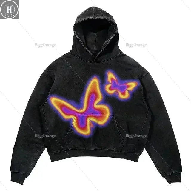 Explosions of New Harajuku Zipper Hooded Sweater Street Men and Women Retro Shirt Sweatshirt Gothic Jacket Hooded Couple Sweater HALALZEN