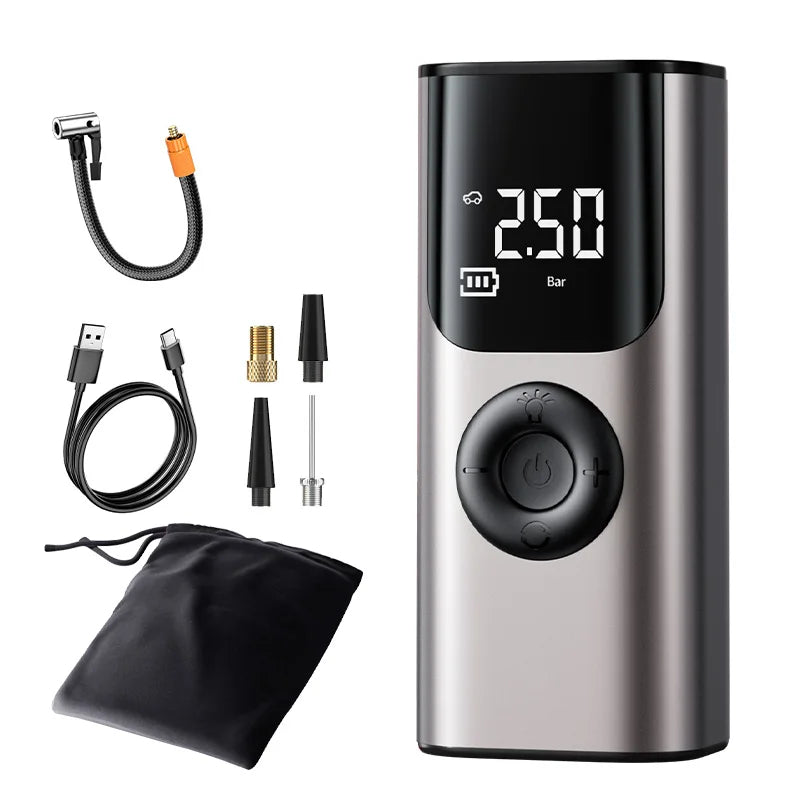 car jump starter 150PSI Portable Charger with Smart Digital Display, Suitable for Cars, Motorcycles, and Bicycles