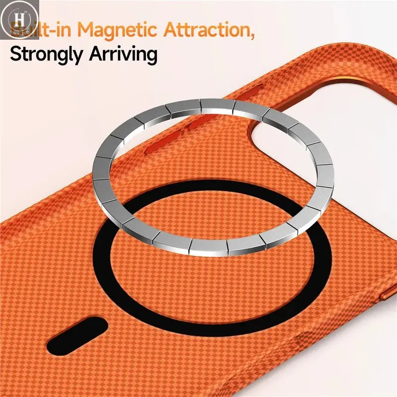 Luxury Plaid Texture Metal Lens Frame Magsafe Case For iPhone 17Pro 16Pro 17 17Pro Max Ultrathin Matte Shockproof Hard PC Cover Halalzen UK