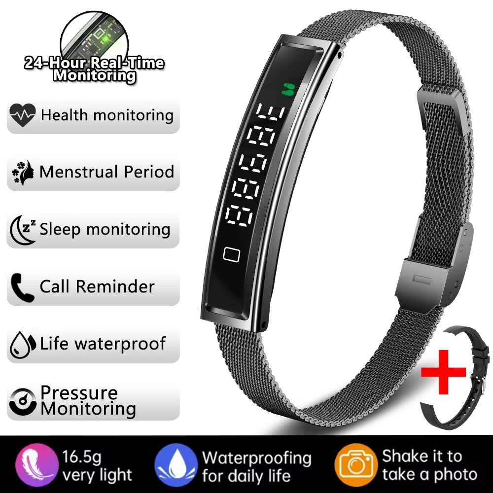 2026 New Fashion Women Smart Bracelet Sport Mode Fitness Tracker Heart Rate Health Monitoring IP68 Waterproof Smart Watch Men