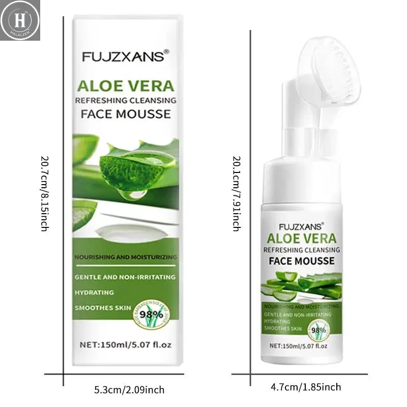 150ml Aloe Vera Cleanser Face Mousse Wash Refreshing Hydrating And Water-locking Deep Cleansing For Facial Skin Beauty Skincare HALALZEN