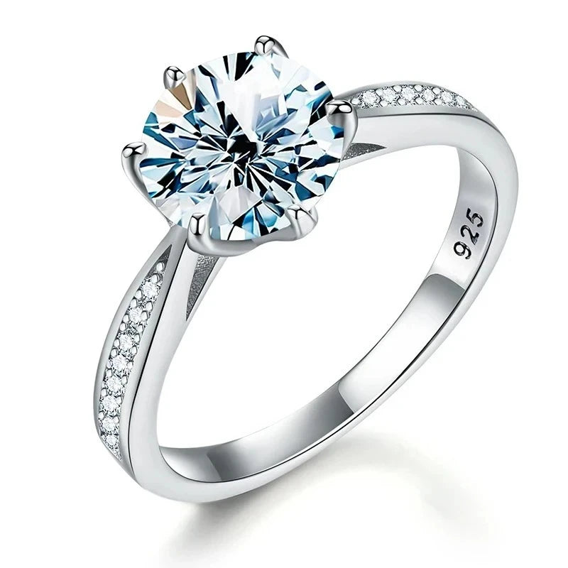 GRA Luxury Real 0.5-1CT Moissanite Diamond Rings for Women Engagement 925 Sterling Silver Original Gemstone Fine Jewelry