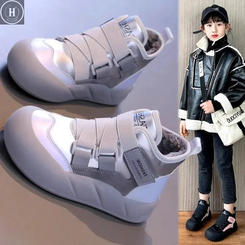 Girl's cotton shoes boy's winter cotton shoes with thickening and fleece lining baby shoes  children's ankle boots HALALZEN