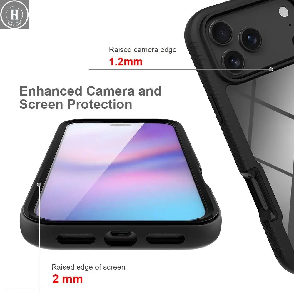 360 Full Body Protection Armor Clear Phone Case For iPhone 17 16 15 14 13 Pro Max Air 16e Plus Front Screen Shockproof Cover Halalzen UK