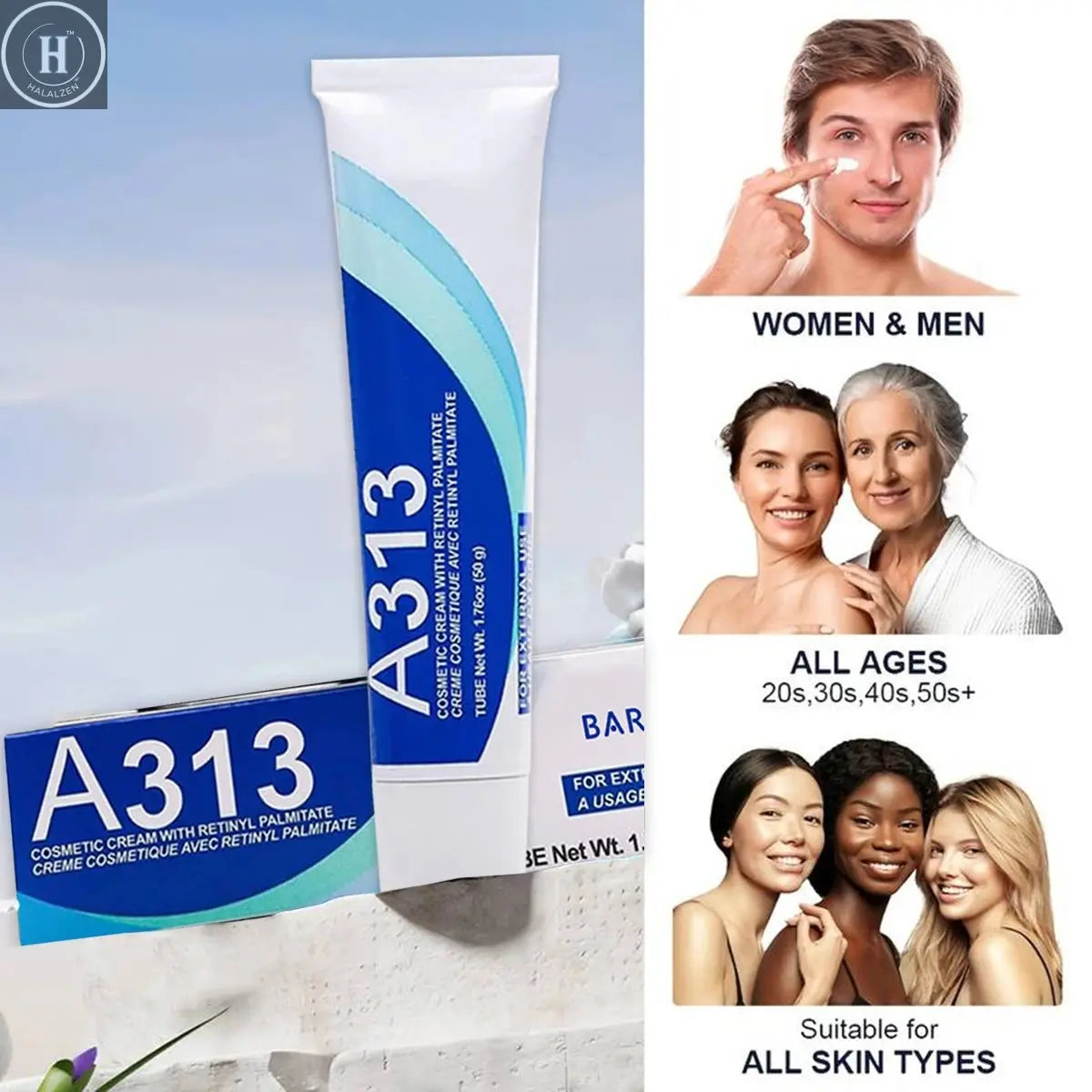 Retinol Lightweight Cream for Wrinkle Reduction and Fine Line Diminishment Vitamin A Moisturizer HALALZEN