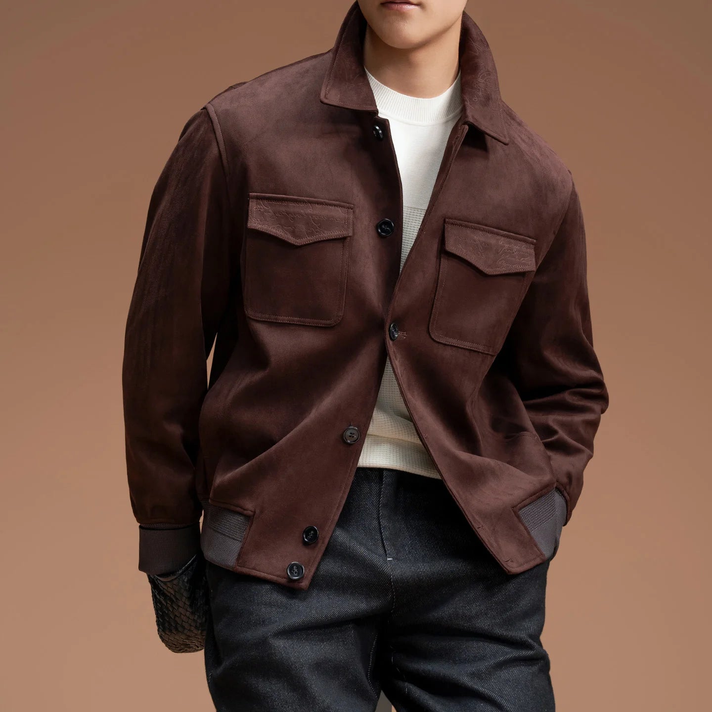 Autumn New Men's Top Jacket, Solid Color Simple Lapel Fashion Trend Pocket Decoration Casual Jacket