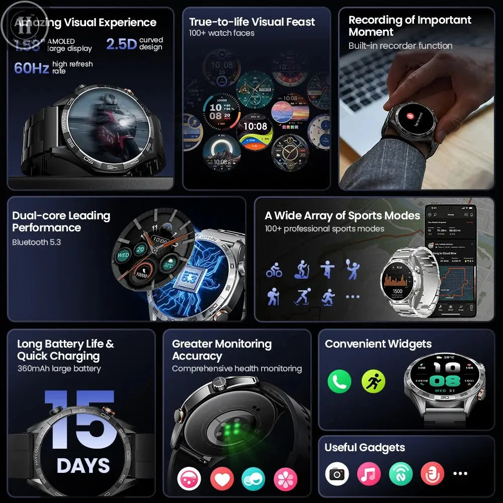 HAYLOU Solar 5 Voice Calling Smartwatch 1.58'' AMOLED Display 60Hz Smart Watch 24H Health Monitoring Sports Smartwatch for Men HALALZEN