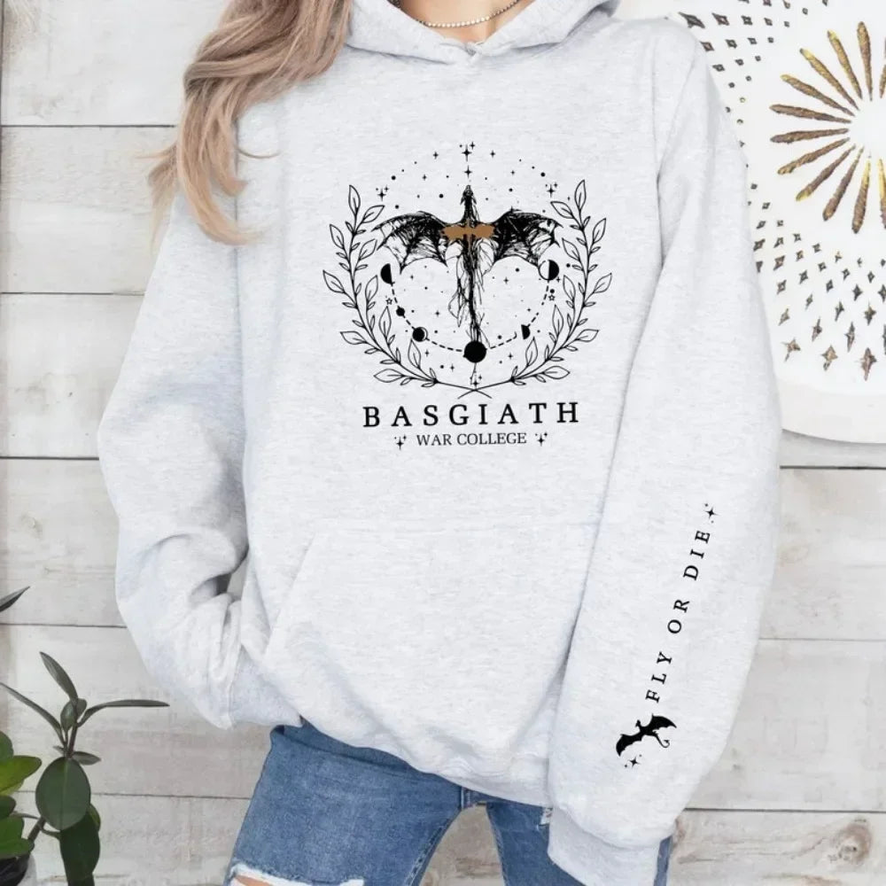 2025 Women's Fall/Winter Hoodie Fourth Wing Sweatshirt Basgiath War College Dragon Knight Hoodie Fantasy Gift unisex Pullover