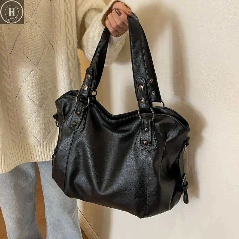 Female Hobo Handbag Large Capacity Shoulder Bags Big Stylsih Casual Tote Bag Ladies A4 Soft Leather Crossbody Bags Business Sac HALALZEN