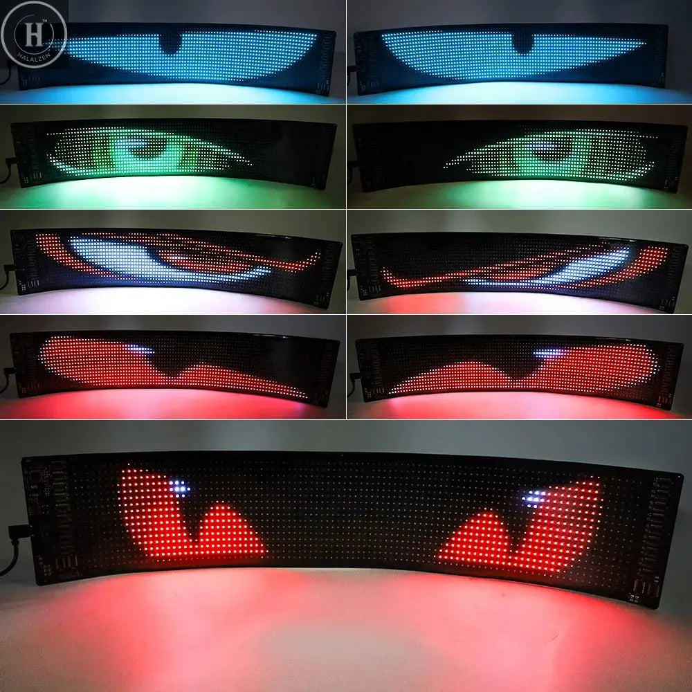 2PCS Devil Eyes Light Car Window Flexible LED Display Screen Matrix Pixel Panel Demon Dynamic Eye Light For Car Truck Windshield HALALZEN