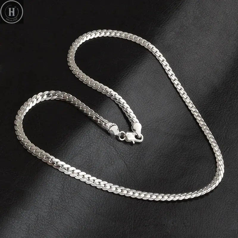 20-60cm 5mm Silver Color luxury brand design noble Necklace Chain For Woman Men Fashion Wedding Engagement Jewelry HALALZEN