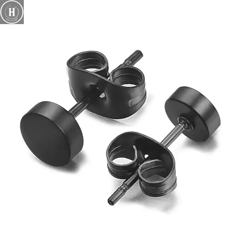 New Titanium Steel Stud Earrings for Men Women Stainless Steel Round Black Punk Ear Studs Best Gift Jewelry Accessories HALALZEN