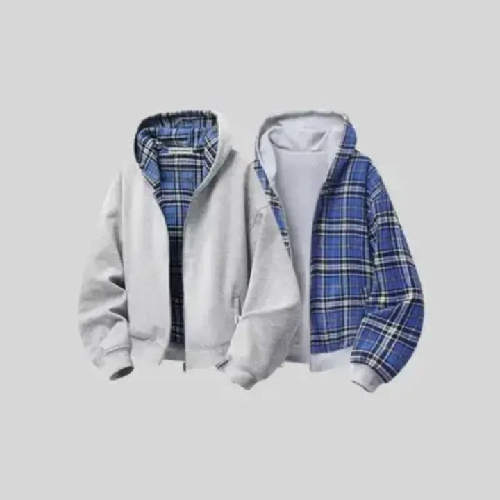Casual Retro High Street Plaid Zipper Hoodie Women American Y2k Harajuku Fashion Brand Clothing Casual Oversized Sweatshirt Men