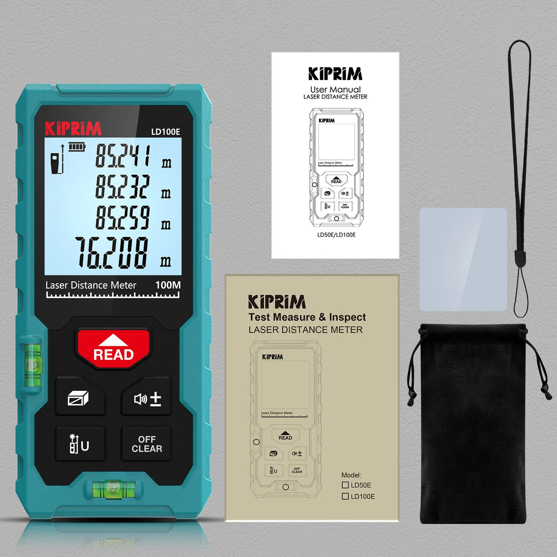 Kiprim Laser Rangefinder 50M 70M 100M Mini Laser Measurement Tool Laser Tape High Accuracy  Multiple Measurement Functions