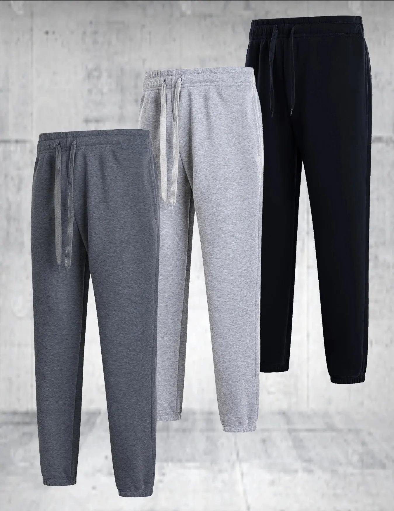 3 pieces of men's solid color casual sports pants - breathable lightweight suitable for daily wear Halalzen UK