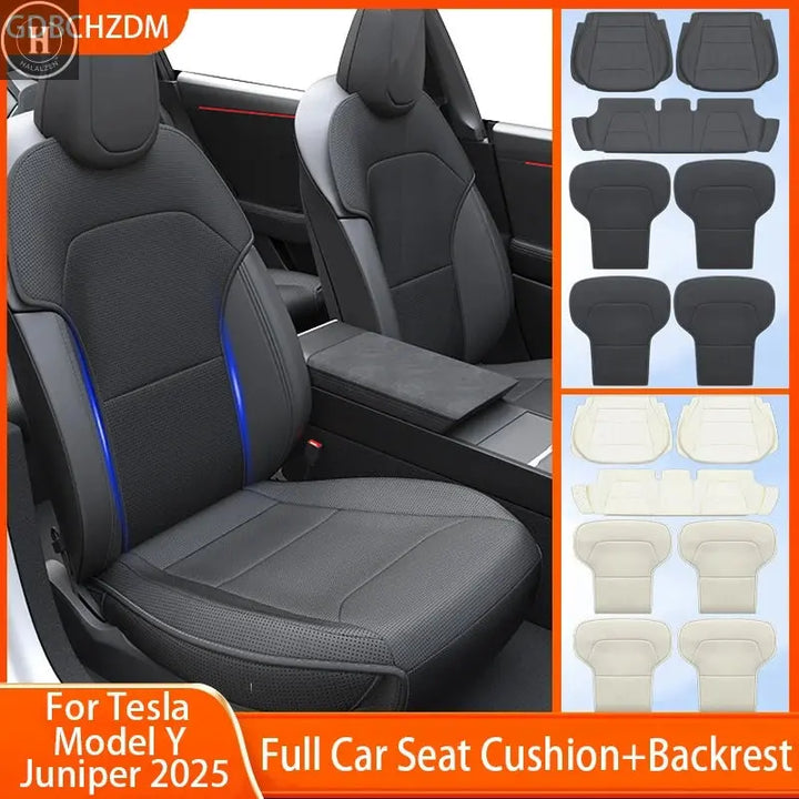 Car Seat Cover Cushion For Tesla Model Y Juniper 2025 Full Car Seat Cushion+Backrest Seat Cushion Car Interior Accessories HALALZEN