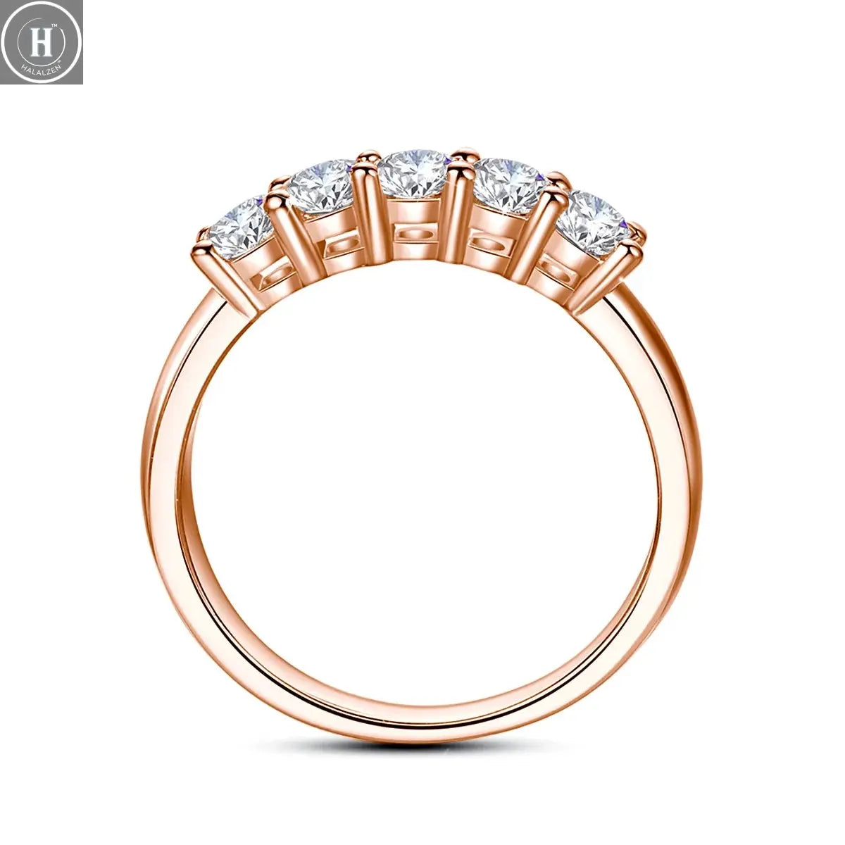 5pcs Stones Moissanite Diamond Ring for Woman Silver 925 100% Rose Gold Plated Fine Jewelry with Certified Engagement Gifts HALALZEN