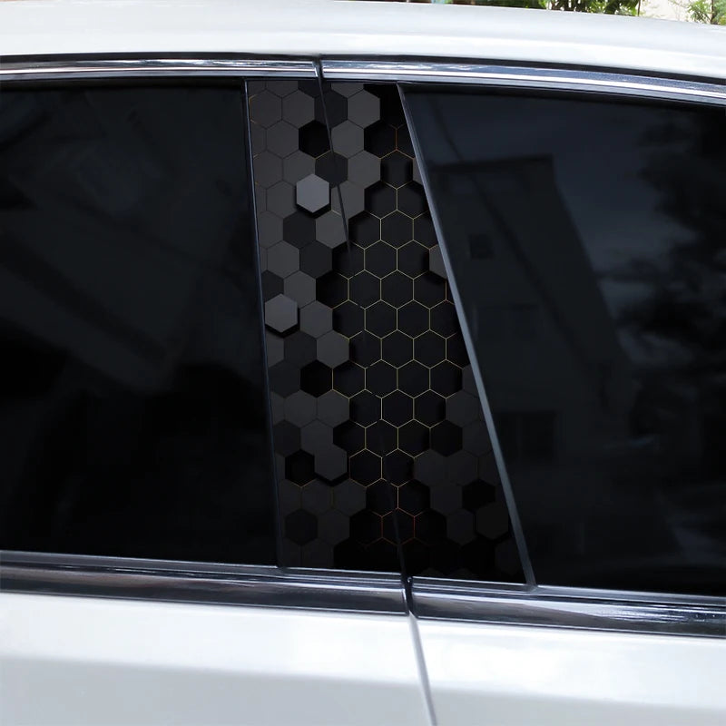 2pcs Polygonal Honeycomb Car Stickers Car Door Pillar Stickers Anti-Scratch Vinyl Stickers Car Center B Pillar DIY Stickers