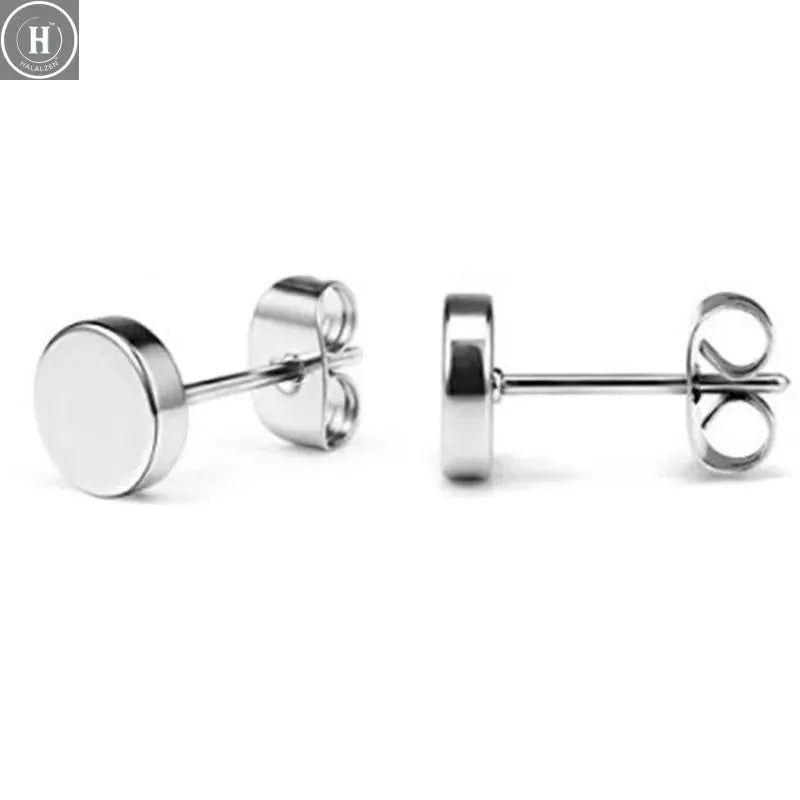 New Titanium Steel Stud Earrings for Men Women Stainless Steel Round Black Punk Ear Studs Best Gift Jewelry Accessories HALALZEN