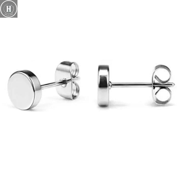 New Titanium Steel Stud Earrings for Men Women Stainless Steel Round Black Punk Ear Studs Best Gift Jewelry Accessories HALALZEN