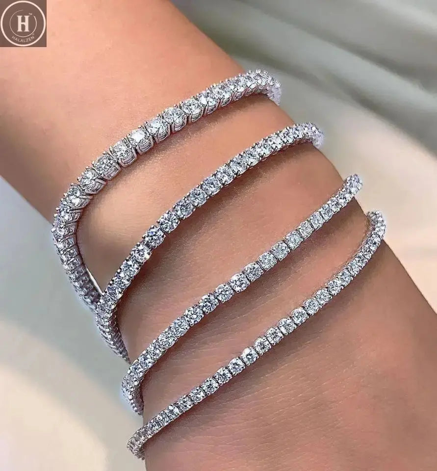 Real 3MM D VVS Moissanite Tennis Bracelet Passes Diamond Sparkling Test Solid S925 Jewelry Wedding Women Gift HALALZEN
