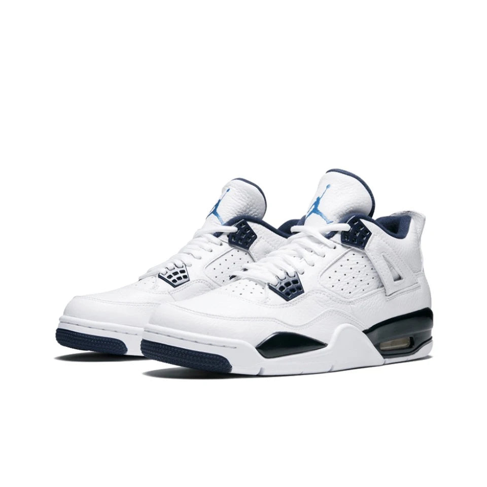 Original Air Jordan 4 "Tattoo" Comfortable Retro Basketball Shoes Men's White and Black and Red Sneakers BQ0897-006