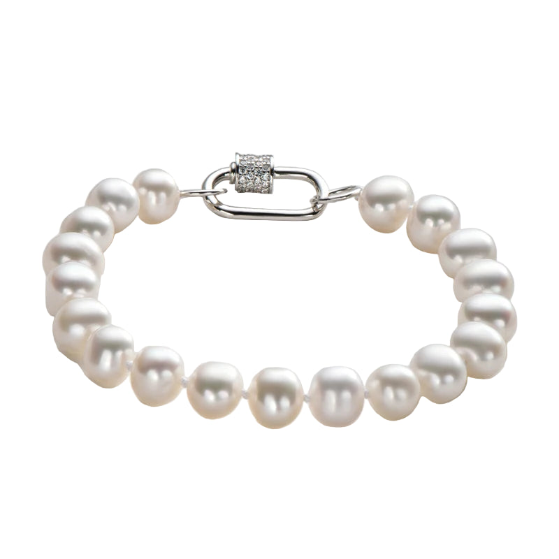 925 Silver Natural Freshwater Pearl Bracelet Women'S Daily Wear Elegant Bracelet Jewelry Anniversary Birthday Gift
