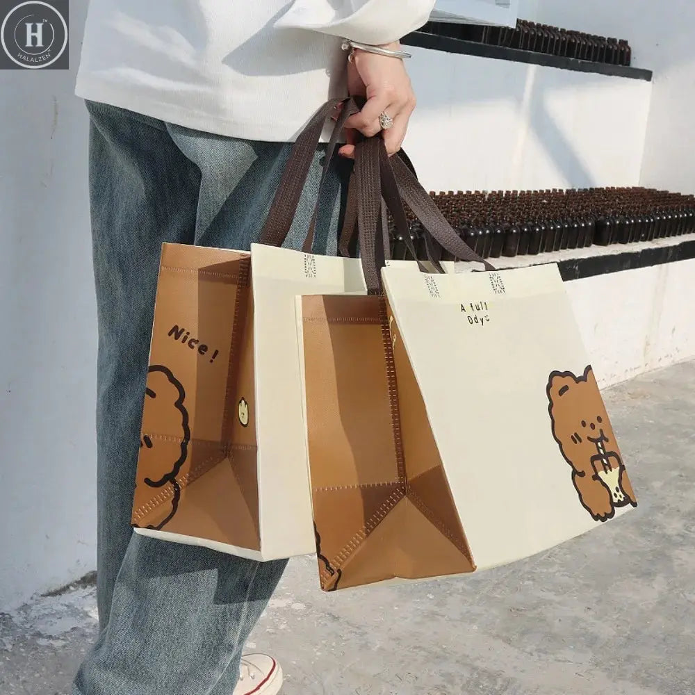 Hot Sale Non-woven Fabric Shopping Bag Trendy Casual Handbag Large Capacity Waterproof Underarm Bag Lady HALALZEN