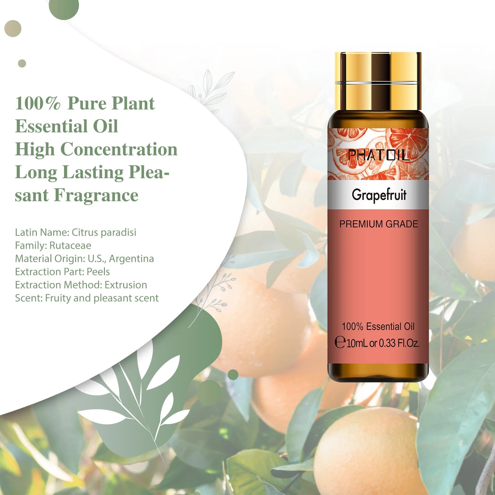 PHATOIL 10ml Sweet Orange Pure Essential Oil with Dropper for Humidifier Diffuser Myrrh Pine Needles Tangerine Thyme Aroma Oils HALALZEN