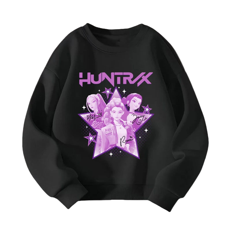 KPop Demon Hunters HUNTRIX Pirnt Hoodie Autumn Long Sleeve Tops Women's Clothing Sweatshirts