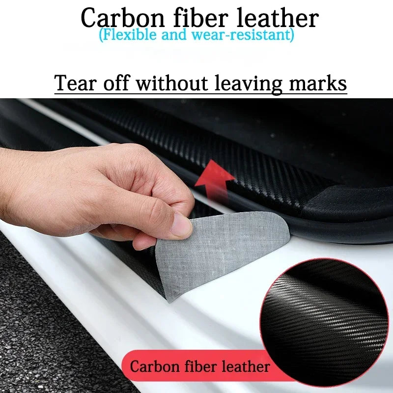4Pcs Carbon Fiber Car Door Sill Protective Strip Stickers for Dodge RAM 1500 2500 3500 2014 2015 2016 2017 2018 2019 2020 2021