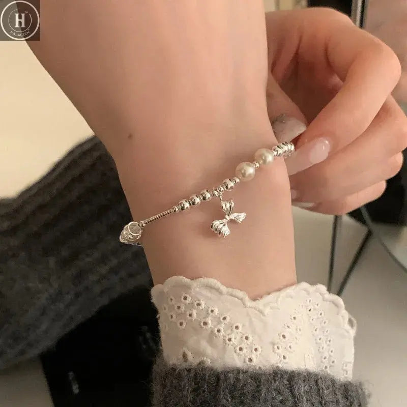 VENTFILLE 925 Sterling Silver Butterfly Bracelet for Girl Bead String Design Insect Fashion Versatile Jewelry Gift Dropshipping HALALZEN