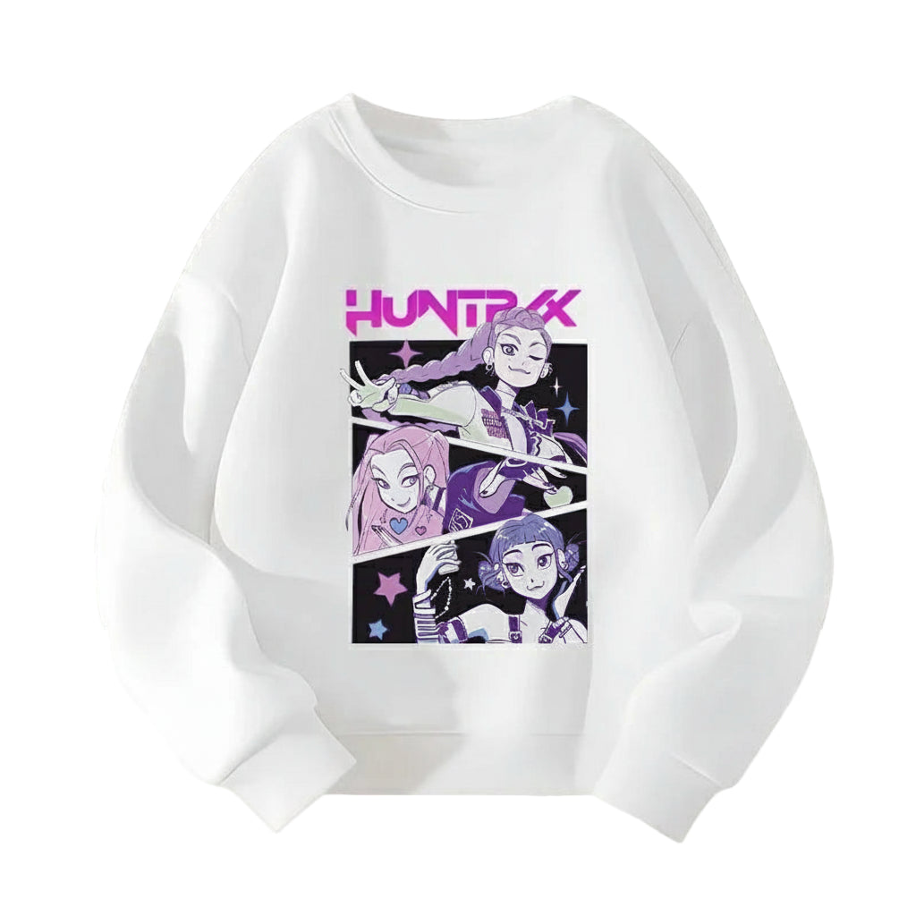 KPop Demon Hunters HUNTRIX Pirnt Hoodie Autumn Long Sleeve Tops Women's Clothing Sweatshirts