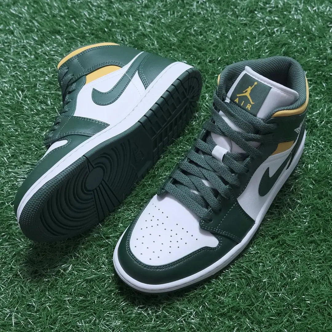 Original Air Jordan 1 Mid "Sonics" For Women's and Men's Unisex Trend Retro Mid-Top Retro Classic Basketball Shoes 554724-371