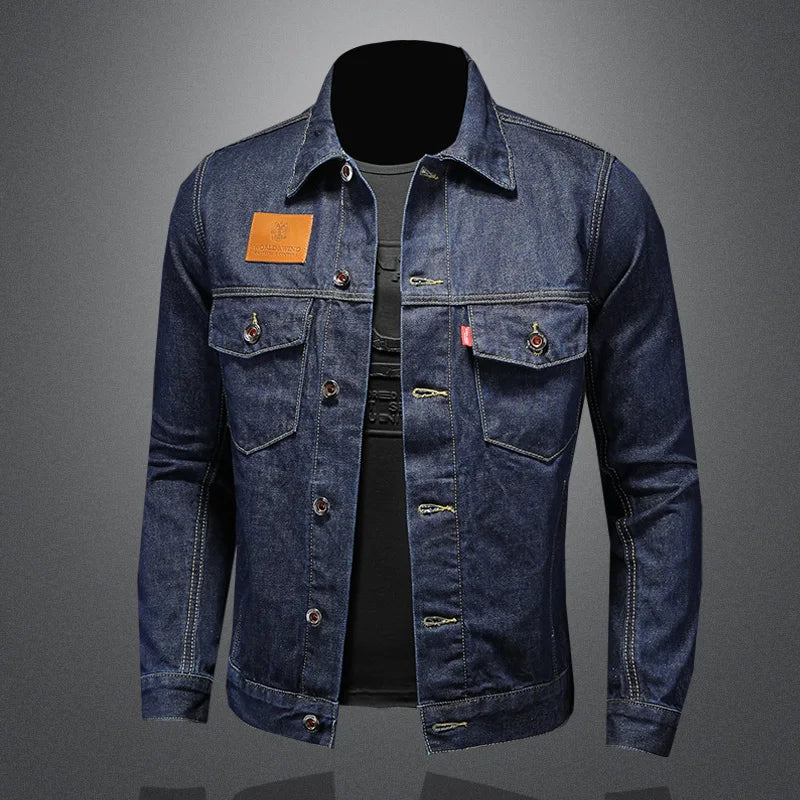 Men's High-Quality Dark Blue Casual Denim Coat Classic Fashion European Style Handsome M-4XL 2024 New