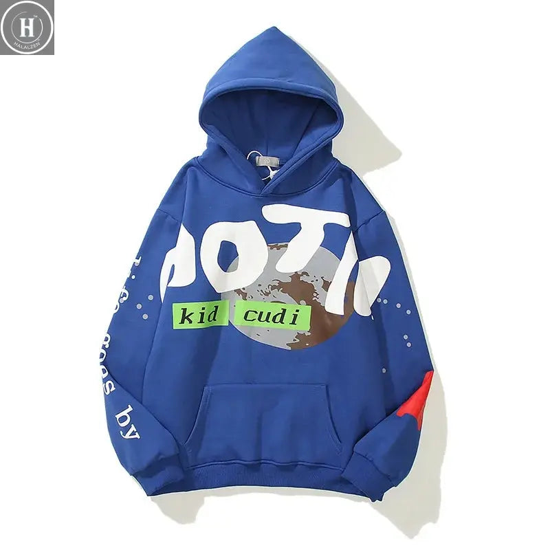 Kanye West Hoodies Jacket Men Graffiti Lucky Me I See Ghosts Sweatshirt Harajuku Fleece Street HipHop Pullover Bone Loose Hoodie HALALZEN