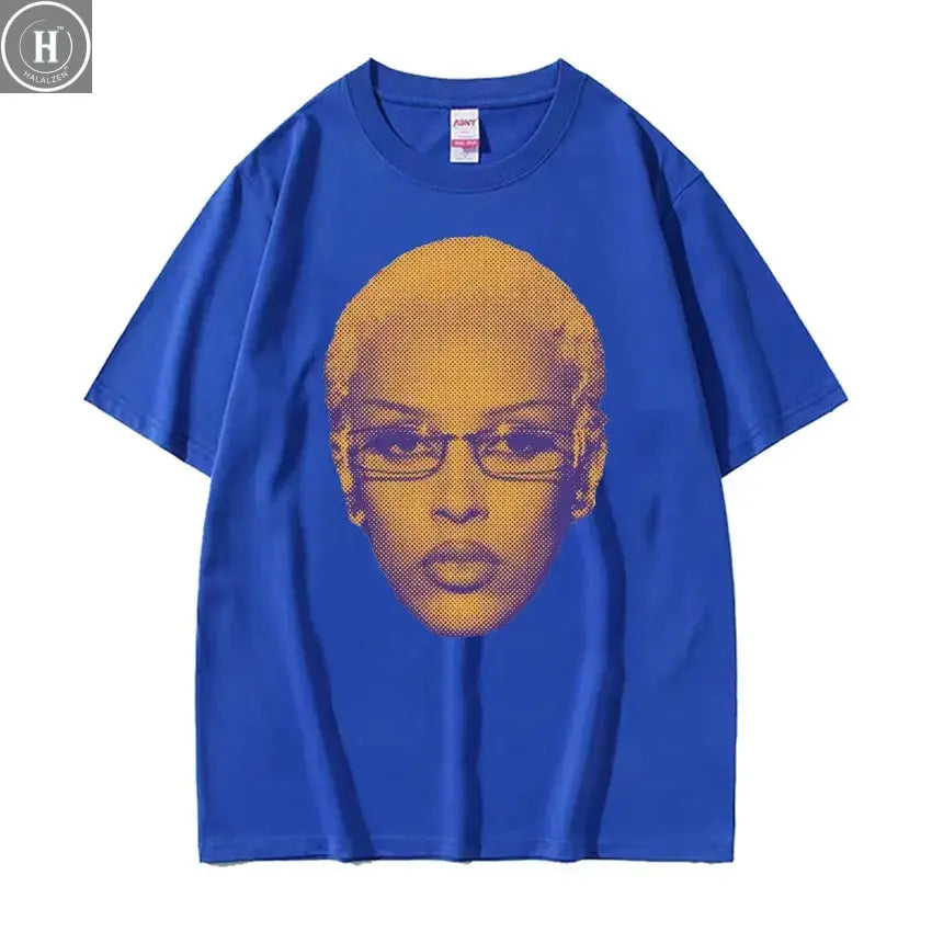 Retro Rapper Doja Cat Face Graphic Tee Shirt Men Women 90s Fashion Classic T Shirts Male Casual High Quality Cotton T-shirt Tops HALALZEN
