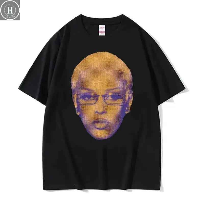 Retro Rapper Doja Cat Face Graphic Tee Shirt Men Women 90s Fashion Classic T Shirts Male Casual High Quality Cotton T-shirt Tops HALALZEN