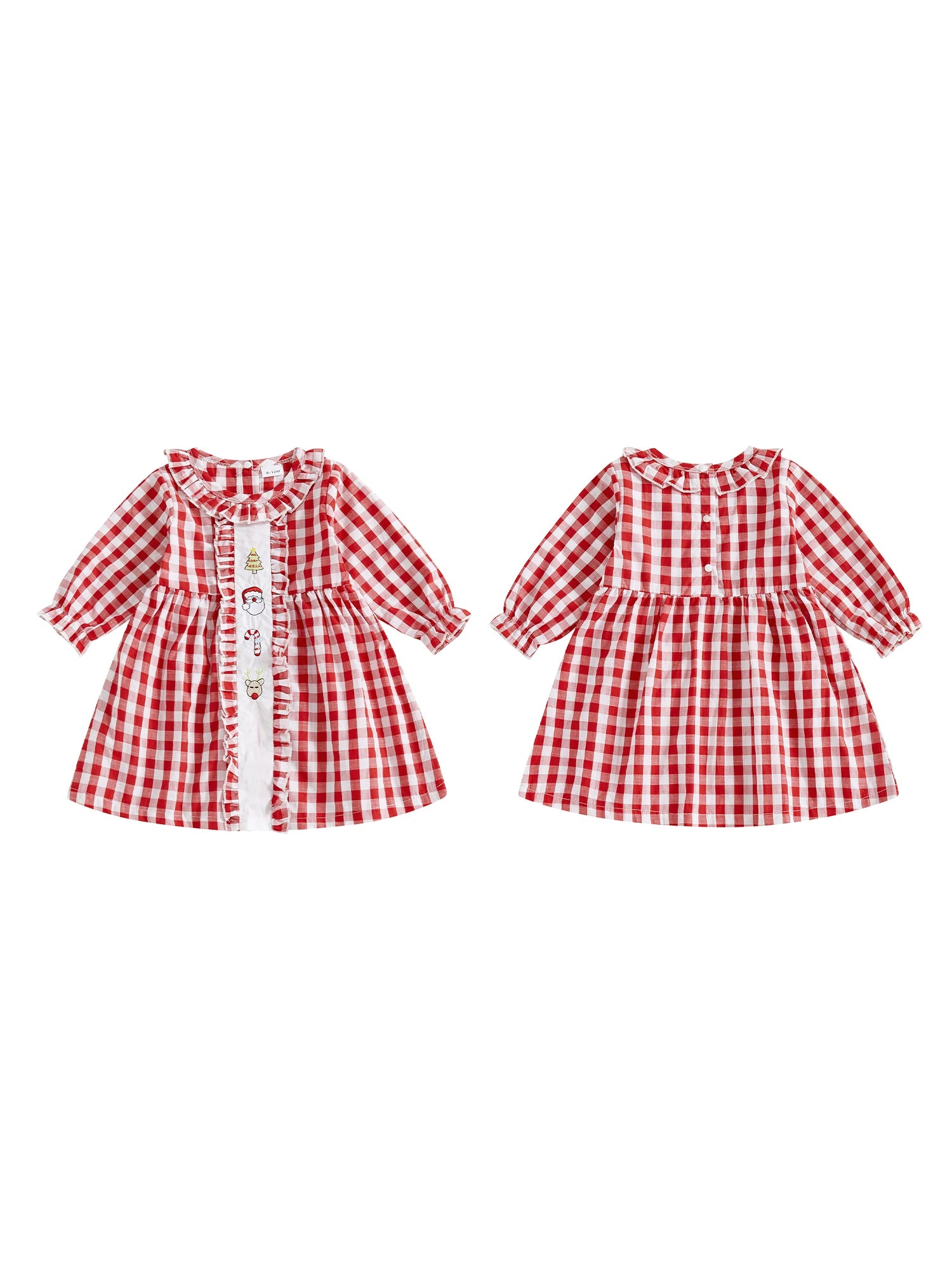 Infant Baby Boy Christmas Outfit Red Plaid Romper Long Sleeve Jumpsuit with Santa Claus Embroidery and Hat