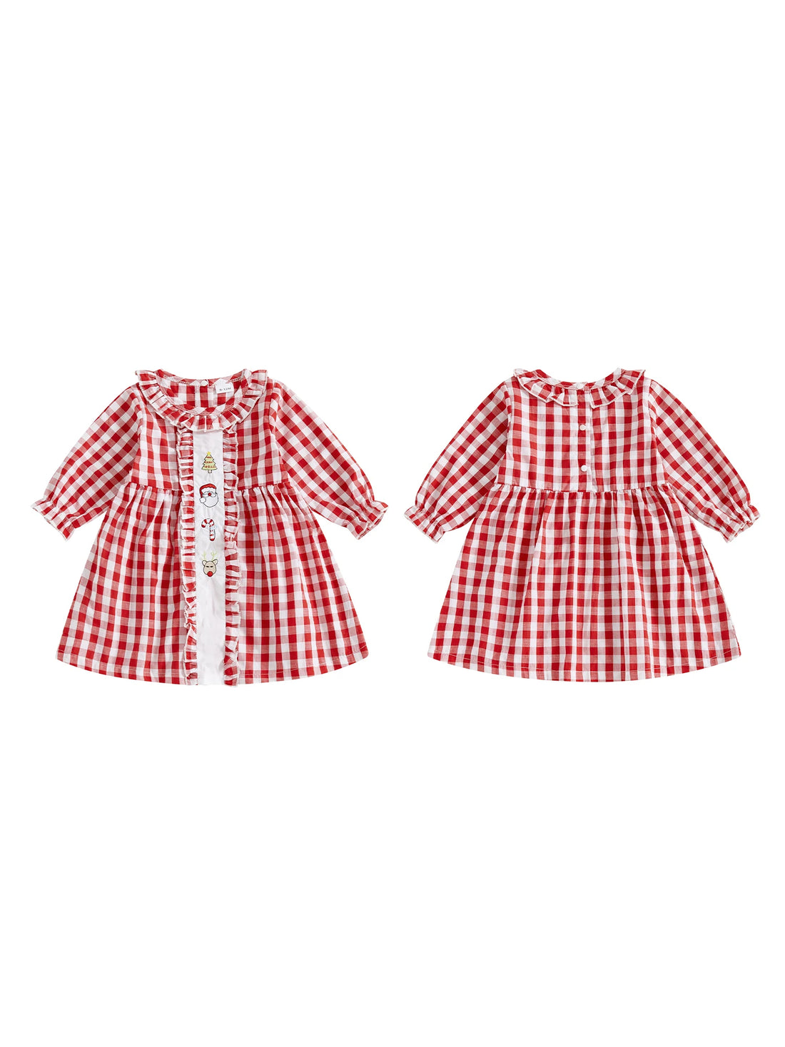 Infant Baby Boy Christmas Outfit Red Plaid Romper Long Sleeve Jumpsuit with Santa Claus Embroidery and Hat