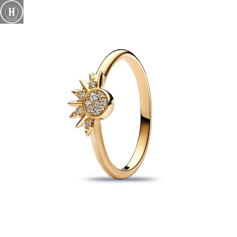 Hot Sale Original 925 Sterling Silver Women Finger Rings for Women Silver Love Heart Rhomboid Moon Star Luxury Jewelry Trinkets HALALZEN