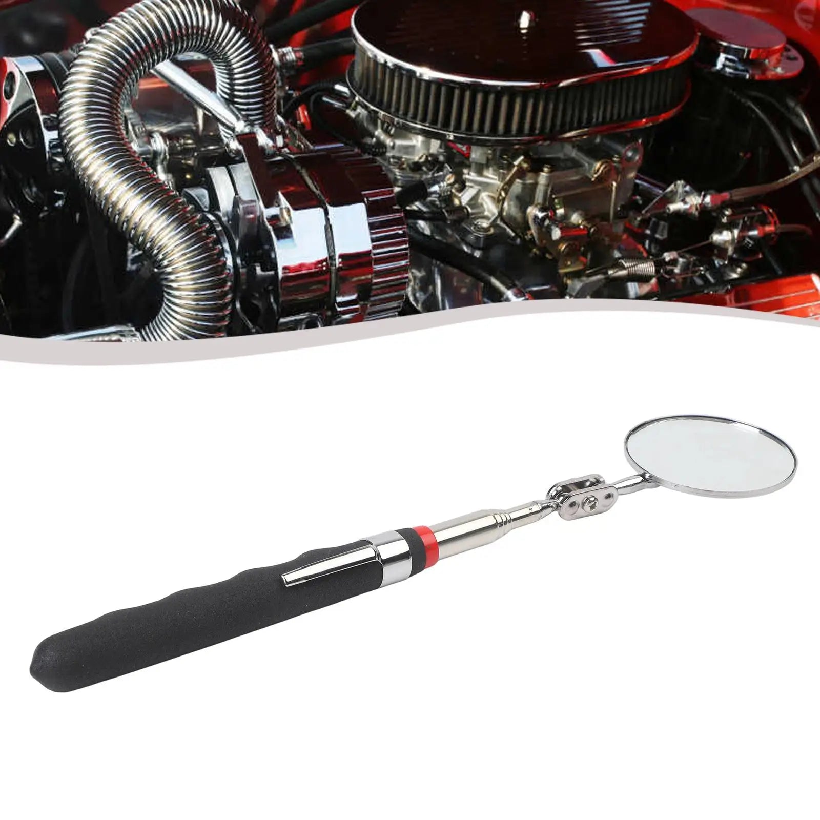 360 Degrees Inspection Mirror Adjustable Handle 24-72Cm Telescopic Mirror Telescopic Head Telescopic Folding Visitation Mirror