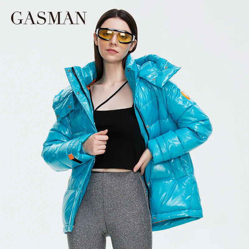 GASMAN 2022 New Winter Jackets Women Coat White Short Fashion Personality Women's jacket Hooded Waterproof Hot sale parka 81051