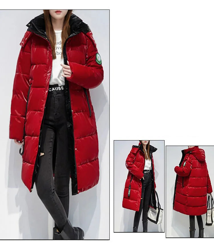 Winter Women 2023 New Korean Fashion Oversized Hooded Jackets Thicken Warm waterproof Casual Long Coats