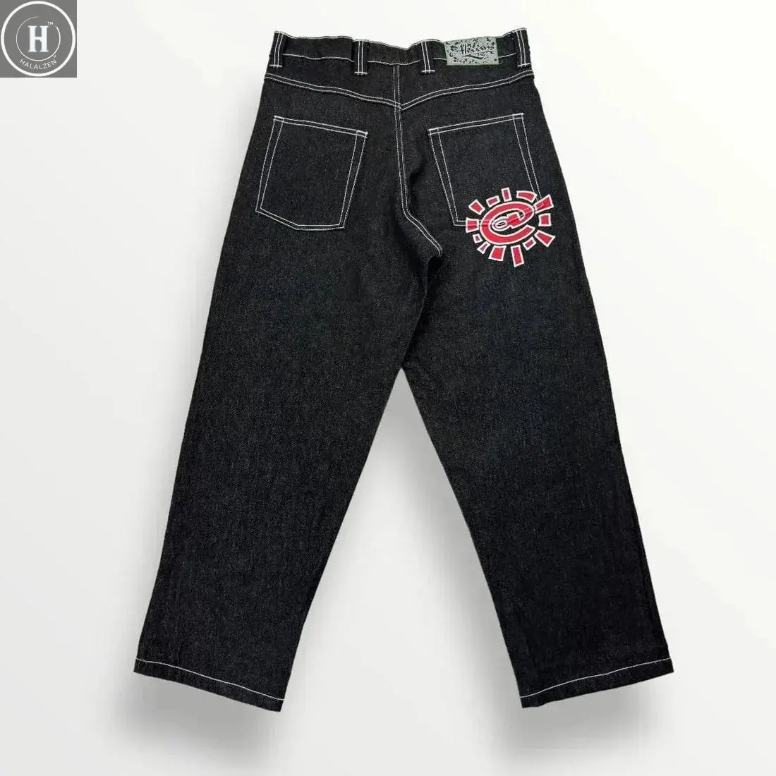 New Always Jeans High quality Printed Embroidery Straight Jeans Black Pants Men Jeans Printing Trend Street Wear AlwaysJeans Men HALALZEN