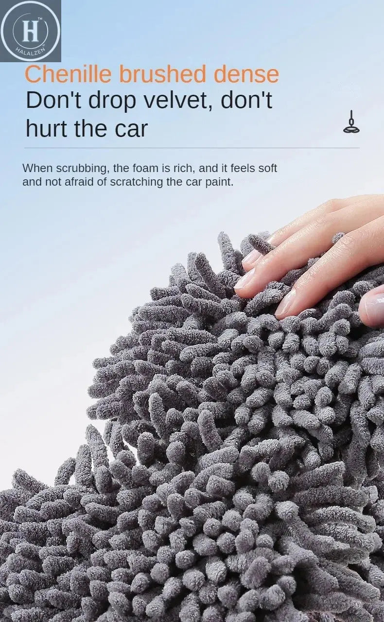 Car Washer Mop Foam Wash Brush Double Brush Head Roof Window Cleaning Maintenance Three-Section Telescopic Mop Car Accessories HALALZEN